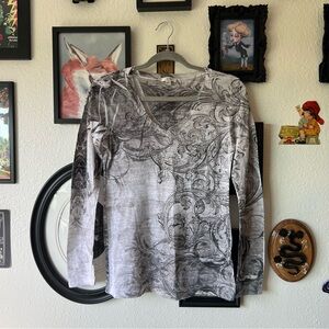 vintage y2k burnout long sleeve top